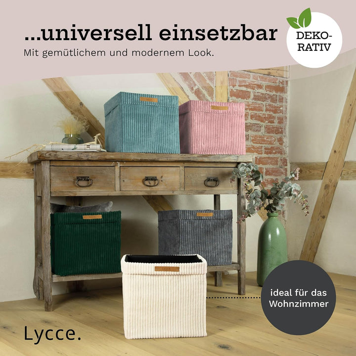Kallax Box aus trendigem Cordstoff | Aufbewahrungskorb für Kallax Regal | Faltbox 33 x 33 x H31 cm m