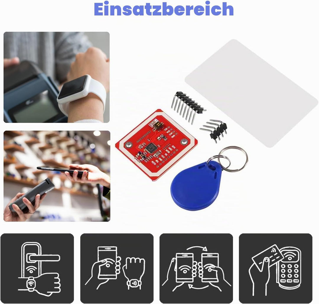 ALMOCN PN532 NFC NXP RFID-Modul V3 Kit Nahfeldkommunikationslesermodul-Kit I2C SPI HSU mit S50 weiss