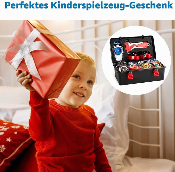 12 in 1 Kampfkreisel Spielzeug Set, Kampfkreisel mit Koffer und Launcher Griff, Battle Burst mit Kre