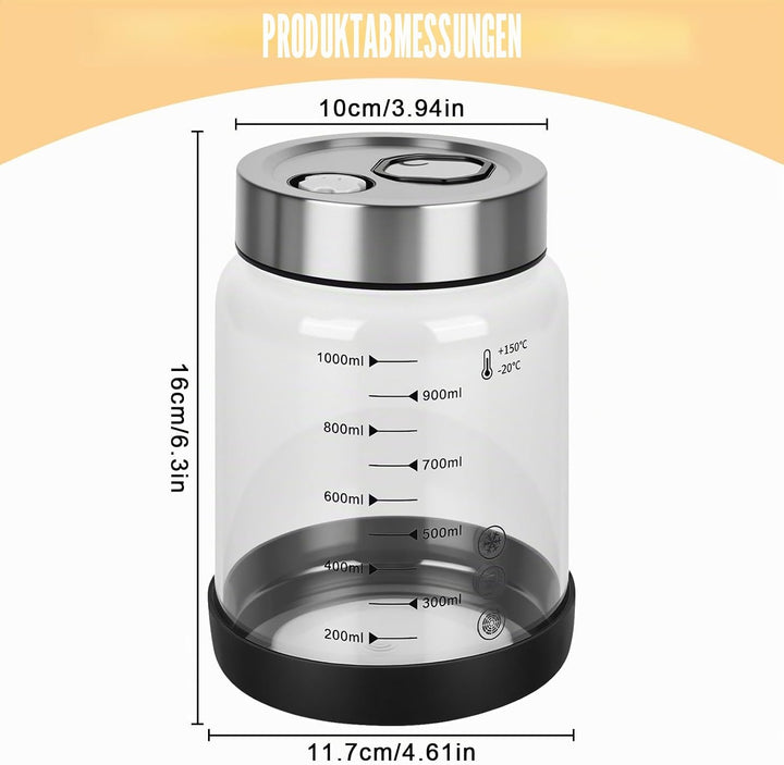 Fermentierglas mit Deckel 1L, Fermentationsglas mit Gärventi, Kimchi Behälter, Kefir Glas, Fermentie
