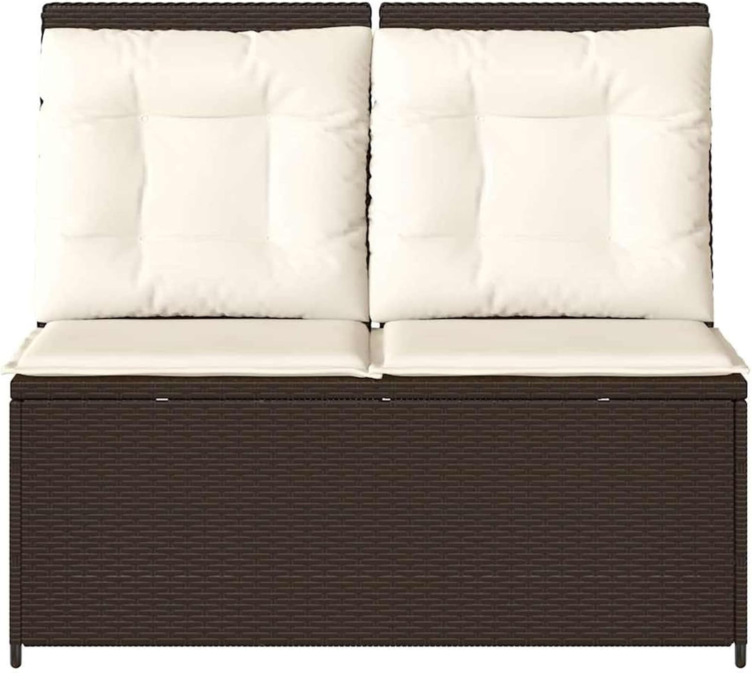 Homgoday Gartenliegebank mit Verstellbarer Rückenlehne - Poly-Rattan, Braun, 108 cm Sitzfläche, für