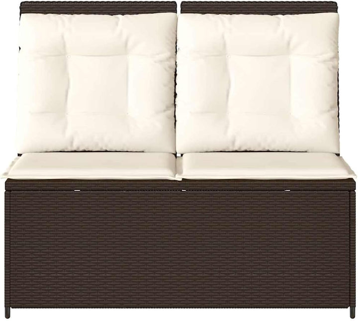 Homgoday Gartenliegebank mit Verstellbarer Rückenlehne - Poly-Rattan, Braun, 108 cm Sitzfläche, für