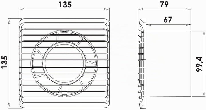 Badlüfter Wandventilator mit Nachlauf/Timer Ventilator Lüfter Ø 100 mm Planet (Ø 100, mit Nachlauf/T