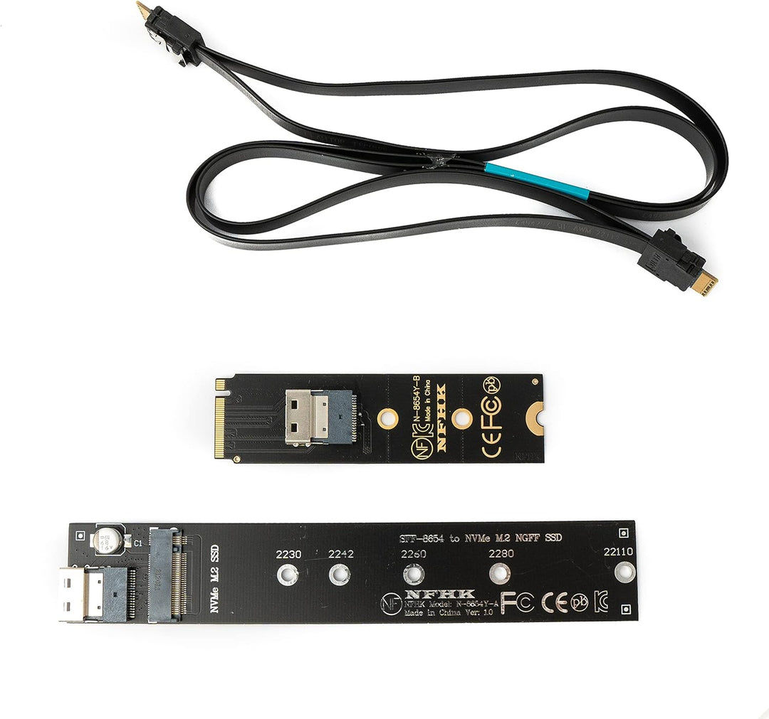 System-S SFF-8654 Adapter NGFF M-Key 40 cm NVME Kabel Stecker zu Buchse für Mainboard SSD