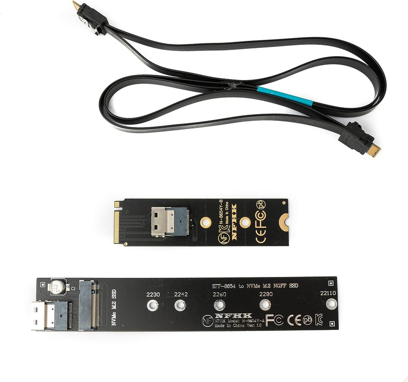 System-S SFF-8654 Adapter NGFF M-Key 40 cm NVME Kabel Stecker zu Buchse für Mainboard SSD