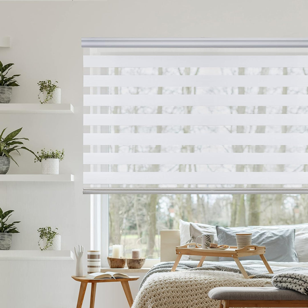 STORESDECO Doppelrollo Plus, Duo Rollo für Fenster und Türen, Zebra Rollo Premium-Finish mit Kassett