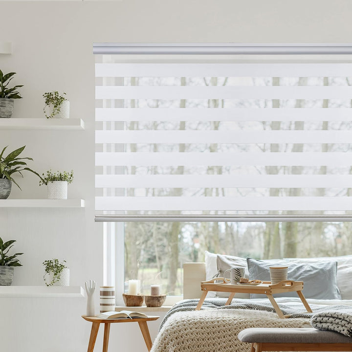 STORESDECO Doppelrollo Plus, Duo Rollo für Fenster und Türen, Zebra Rollo Premium-Finish mit Kassett