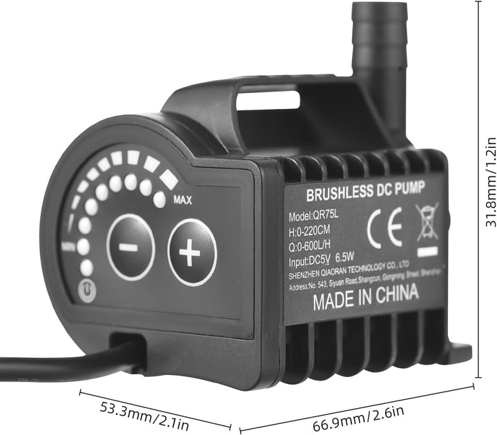 Elektrische Wasserpumpe, tragbare Mini-5-V-Tauchwasserpumpe, 8 Stufen Geschwindigkeitsregulierung, m