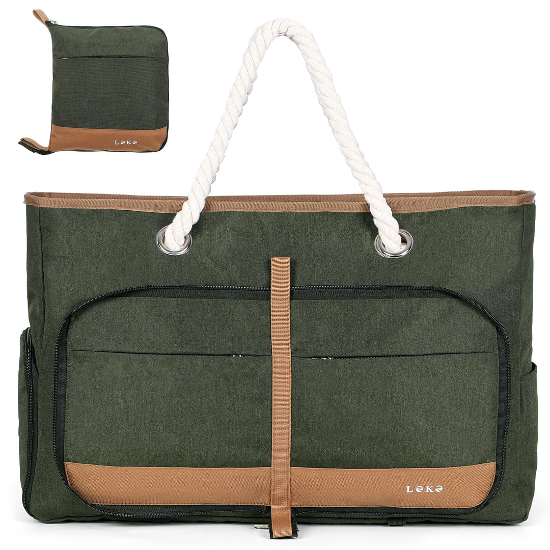 Strandtasche Damen Gross mit Reissverschluss, Vielseitiger Damen Shopper Badetasche Saunatasche Reis