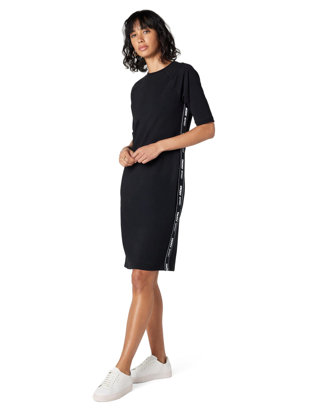DKNY Damen Dropout Logo Sneaker Dress Lssiges Kleid M Schwarz, M Schwarz