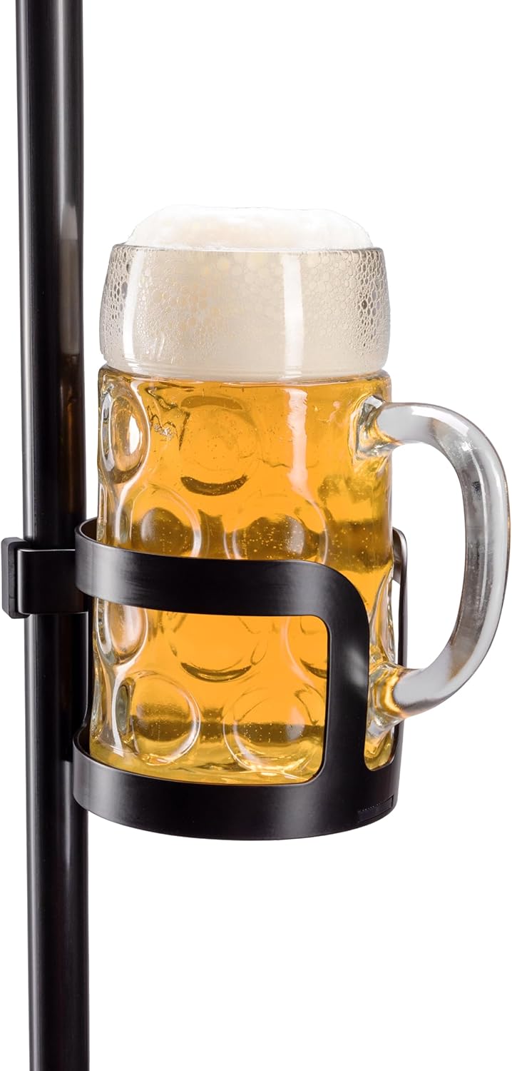 K&M 16026 Getränkehalter XL Schwarz - aus Stahl - stabile Ablagefläche für Gläser bis ø 11,6cm - kle