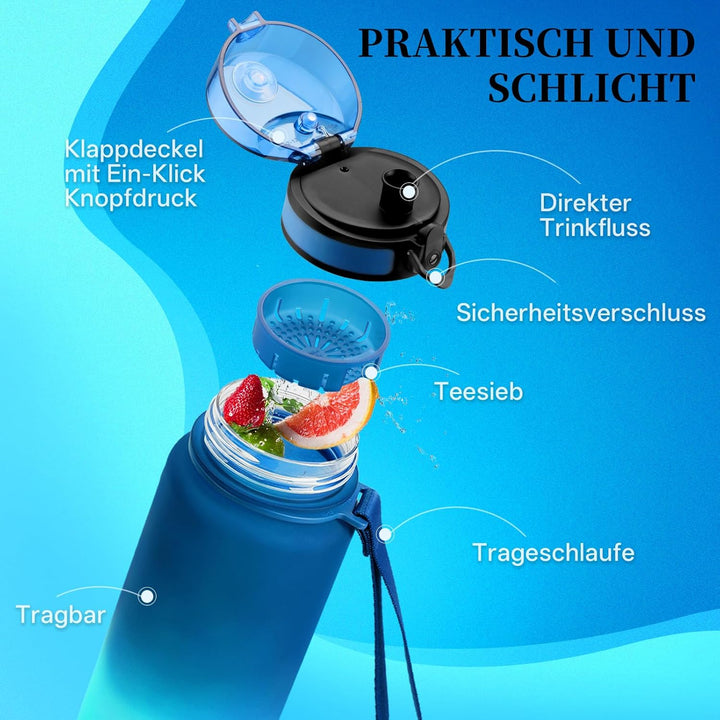 UZSPACE Trinkflasche Kinder Auslaufsicher,Sport Kunststoff Trinkflasche 1l,800ml,500ml, Tritan &amp; BPA