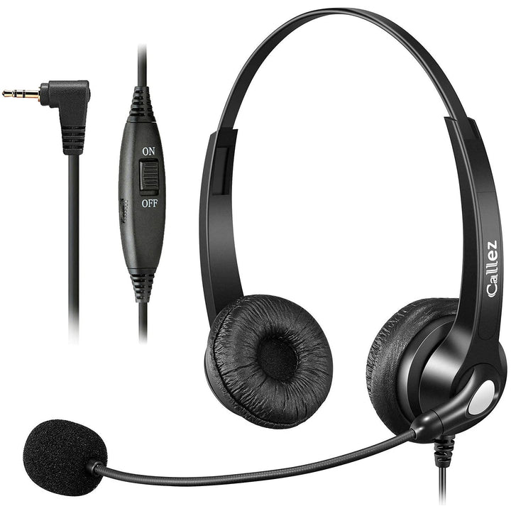 Telefon Headset 2,5mm mit Mikrofon Noise Cancelling, Schnurlos Festnetztelefone Kopfhörer DECT Kompa