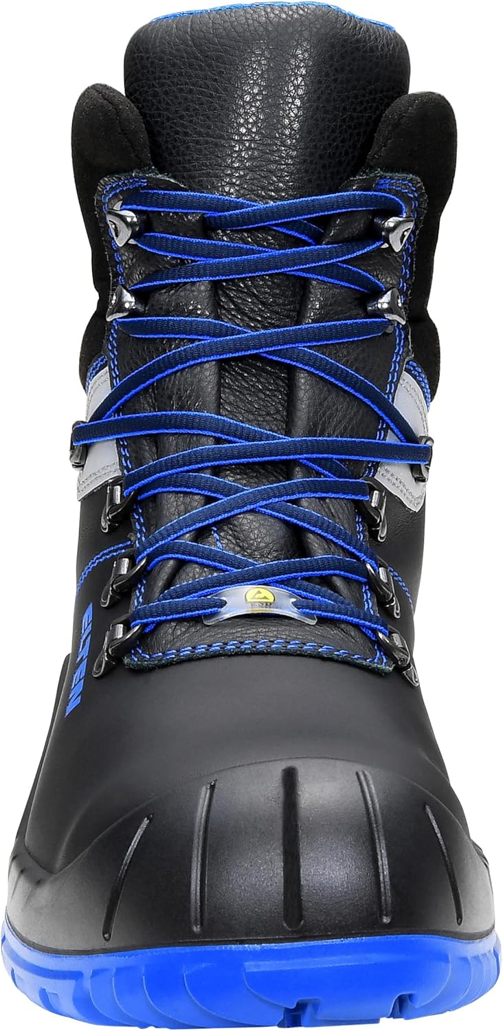 ELTEN Sicherheitsschuhe ALESSIO XW Mid ESD S3, Herren, Leder, Stahlkappe, leicht, robust, Schwarz/Bl