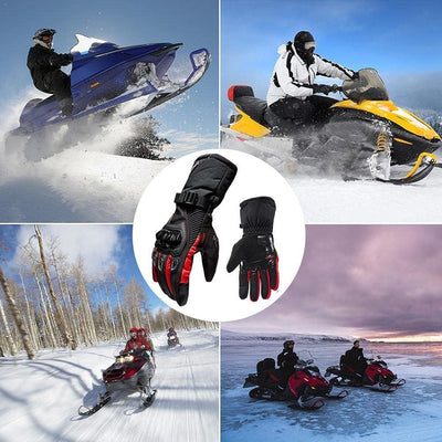 Riloer Motorradhandschuhe Leder Winter Wasserdicht Outdoor Radfahren Handschuhe Touchscreen Resistan