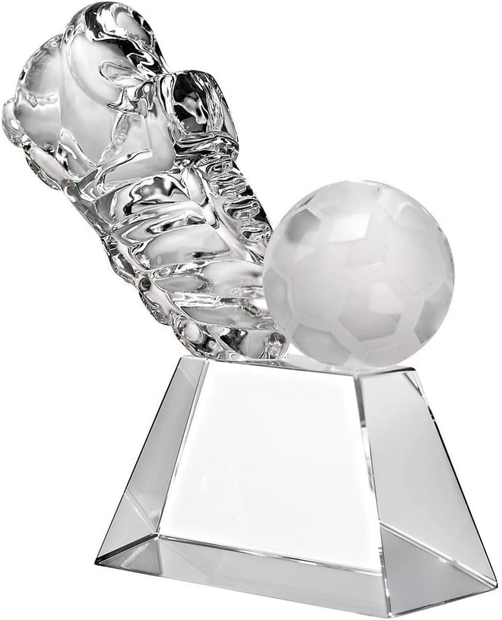 CRISTALICA Glaspokal Fussballtrophäe Award Sportlerauszeichnung aus Glas Höhe 10cm