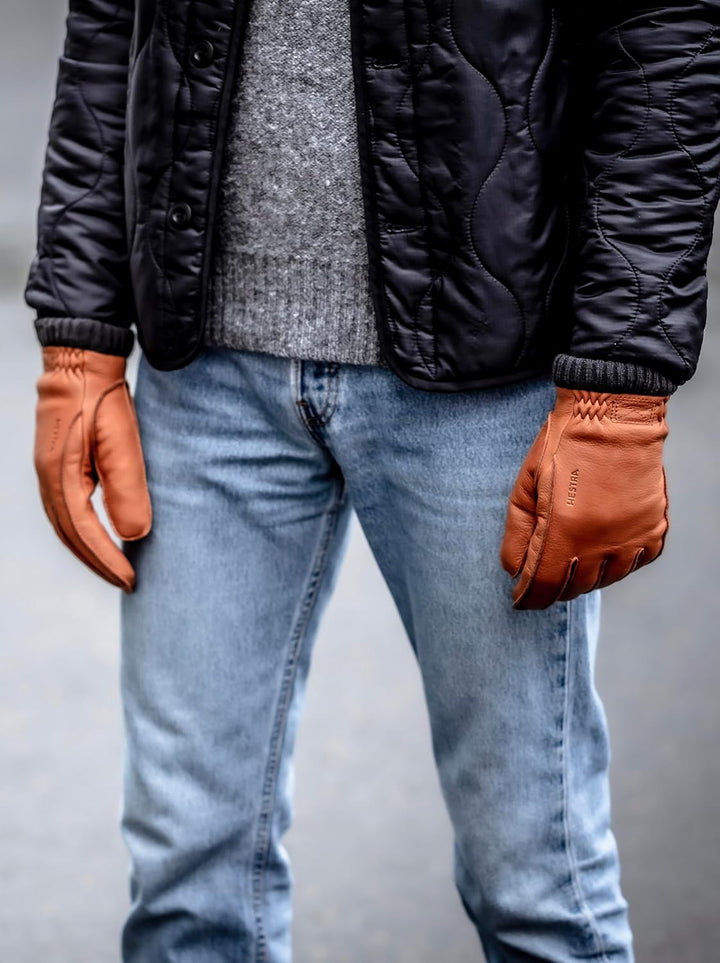 Hestra Deerskin Primaloft Rib Handschuhe Lederhandschuhe Fingerhandschuhe Mit Futter M Dunkelbraun,