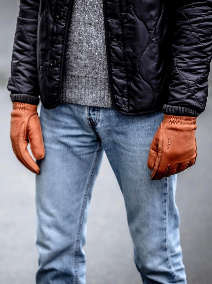 Hestra Deerskin Primaloft Rib Handschuhe Lederhandschuhe Fingerhandschuhe Mit Futter M Dunkelbraun,