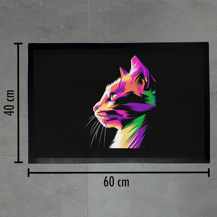 Trendation - Lustige Katzen Fussmatte Polygon Grafiken Katzenbesitzerin Humor Fussmatte 60x40 cm