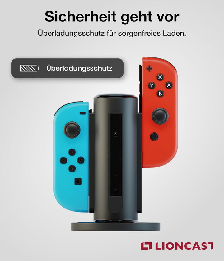 Lioncast® Joy Con Quad-Charger für Nintendo Switch [mit LED Ladeanzeige] - Nintendo Switch Controlle