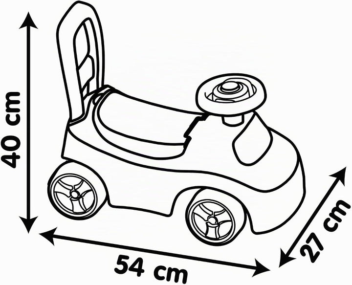 Smoby Mein erstes Auto – wendiges Rutscherfahrzeug mit Hupenlenkrad – Rückenstütze, Staufach, Kippsc