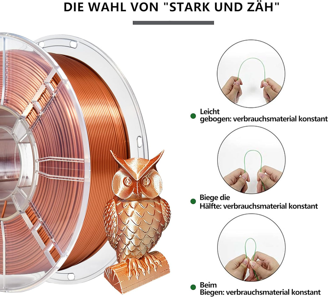 iBOSS PLA Plus (PLA+) Glänzendes Seide 3D Drucker Filament 1,75mm, Seiden filament Masshaltigkeit +/