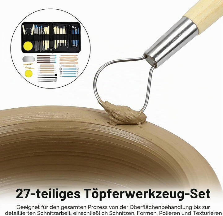 27 STK Modelierwerkzeug Ton Werkzeuge Set, Tool Polymer Clay, Modelliermasse mit Aufbewahrungstasche