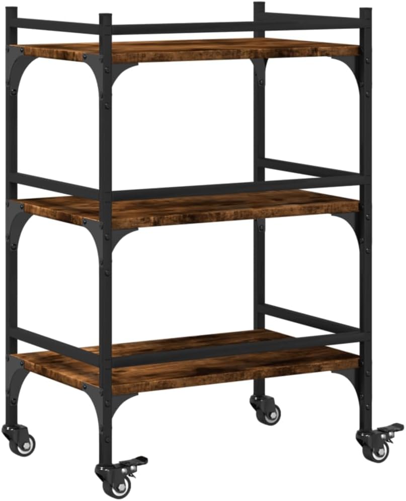 vidaXL Küchenwagen, Rollwagen mit 4 Rollen Stauraum, Beistellwagen für Küche Badezimmer Büro, Servie