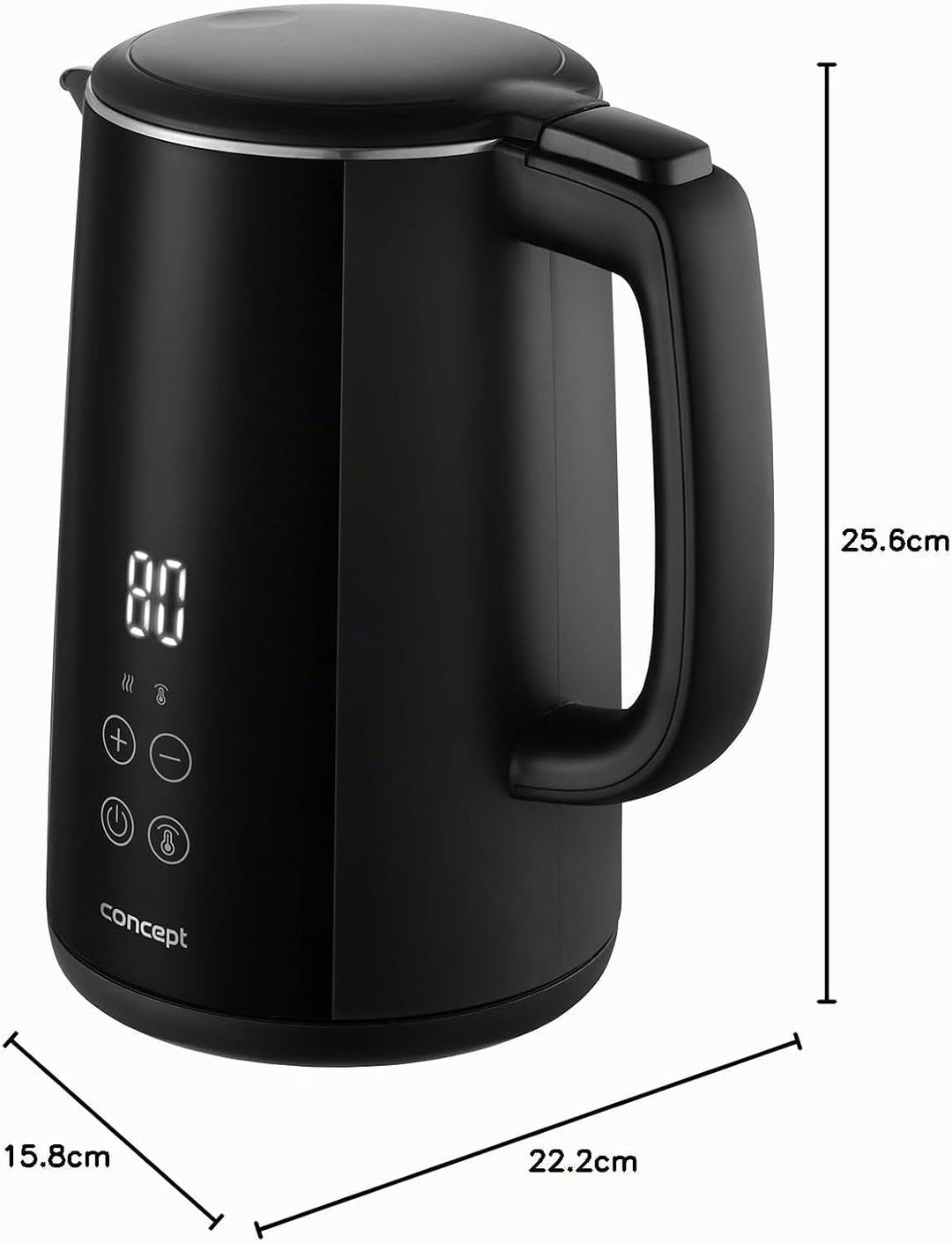 Concept RK3360 Digitaler Edelstahl-Wasserkocher mit Temperaturregelung 1,5 l, Schwarz 1.5 Liter Schw
