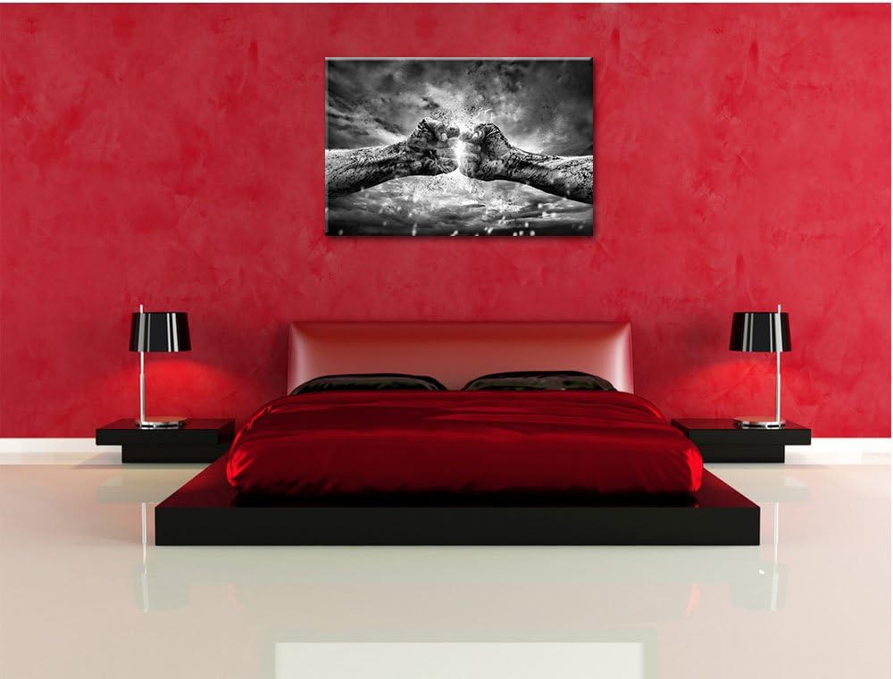 Pixxprint Fäuste treffen Sich mit Energie als Leinwandbild/Grösse: 100x70 cm/Wandbild/Kunstdruck/fer