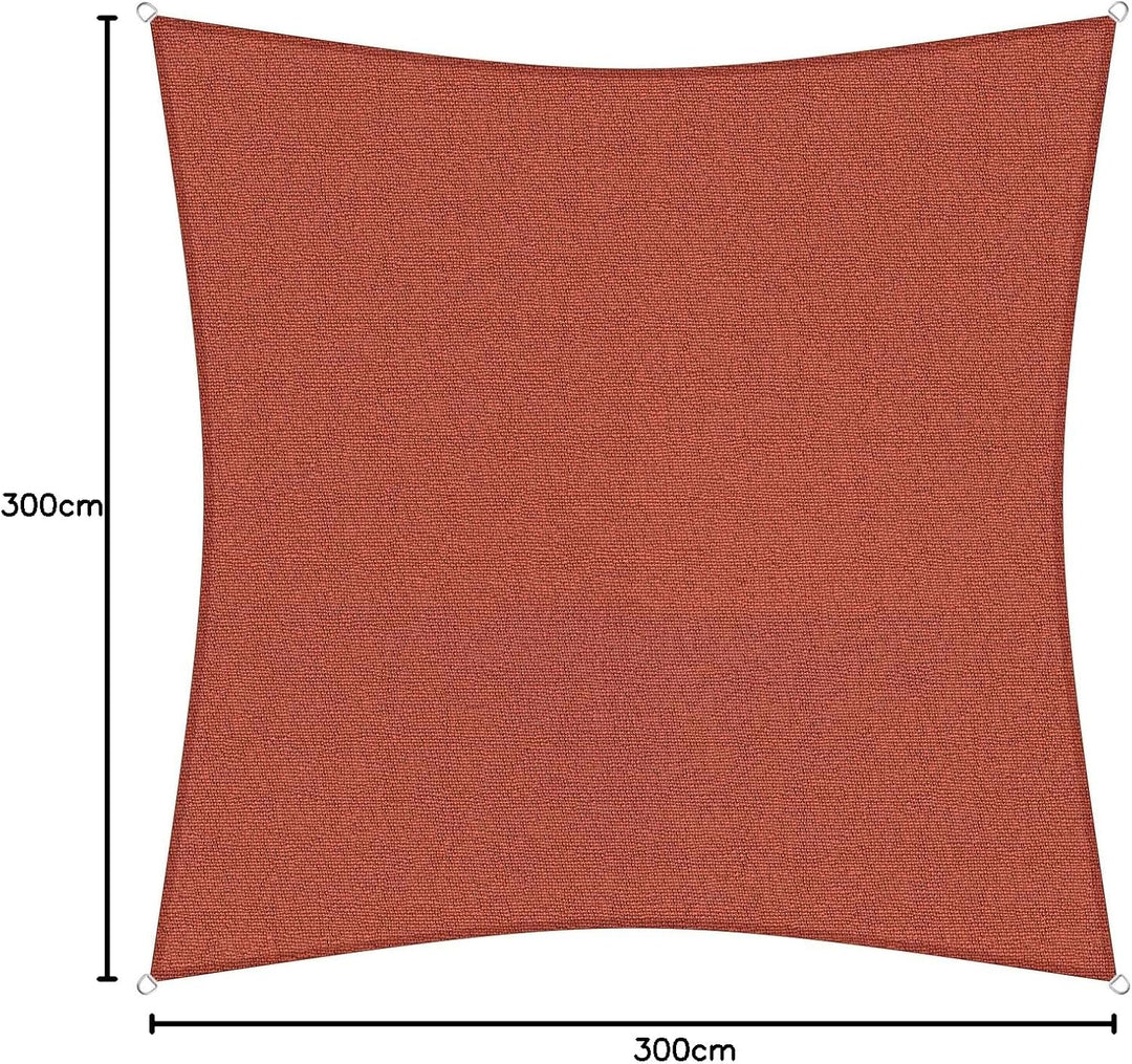 sunprotect 83213 Professional Sonnensegel, 3 x 3 m, Quadrat, Wind- & wasserdurchlässig, rot 3 x 3 m