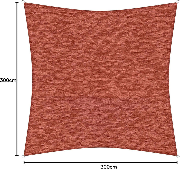 sunprotect 83213 Professional Sonnensegel, 3 x 3 m, Quadrat, Wind- & wasserdurchlässig, rot 3 x 3 m