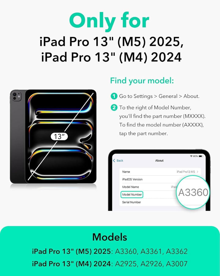 ESR für iPad Pro 13 Zoll Hülle M5/M4 (2025/2024), magnetische Befestigung, dünne Trifold Ständerhüll