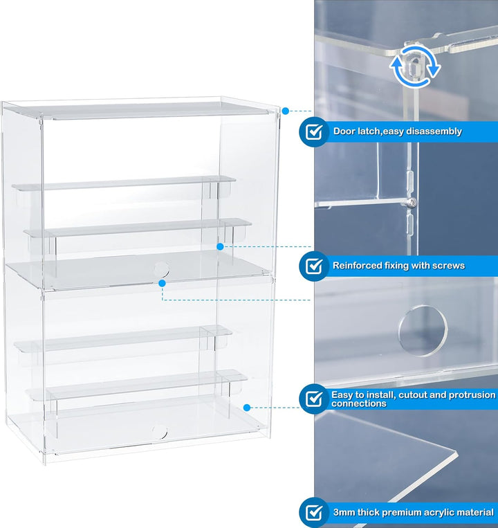 Nynelly 2-stöckige Acryl-Vitrine für Sammlerstücke, transparente Acryl-Vitrinen mit Tür und Regal, m