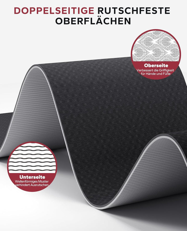 HAPBEAR Yogamatte XXL - 183cmx91cmx6mm Dicke, Extra Gross Rutschfest Breit Yoga Matte, Gymnastikmatt