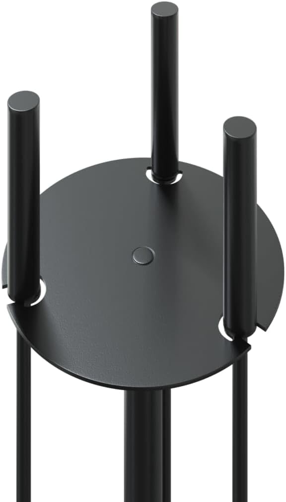 Kaminbesteck-Set 4-teilig Stahl schwarz mit Haken Besen Schaufel für Holz- und Pelletofen sichere Fe