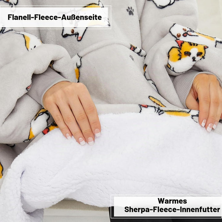 THREE POODLE Decken Hoodie, Oversize Hoodie Decken Pullover Kuschelpullover für Damen Herren Kinder,