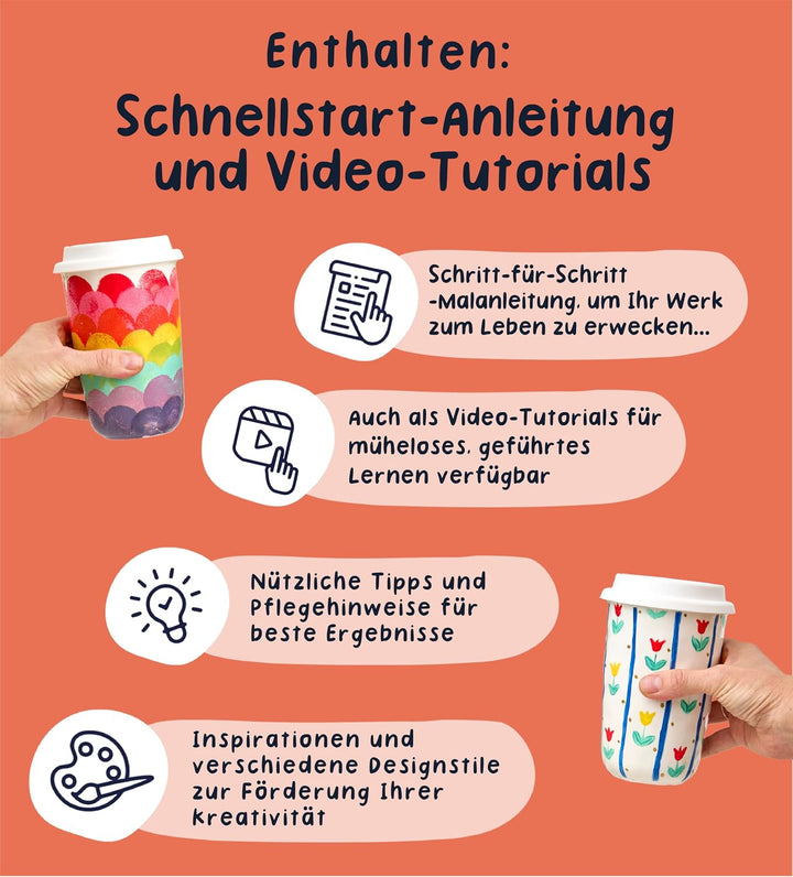 Pott’d Paintables Reisebecher zum Bemalen – DIY Keramik-Bemalen-Set für Erwachsene mit Reisebecher,