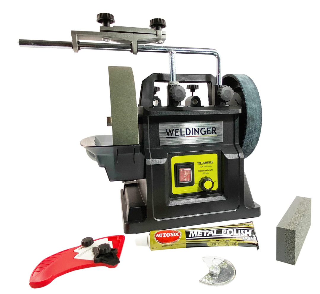WELDINGER Nass- Schleifmaschine NSM 200 vario 90 W Drehzahl regelbar (Schleifgerät Doppelschleifgerä