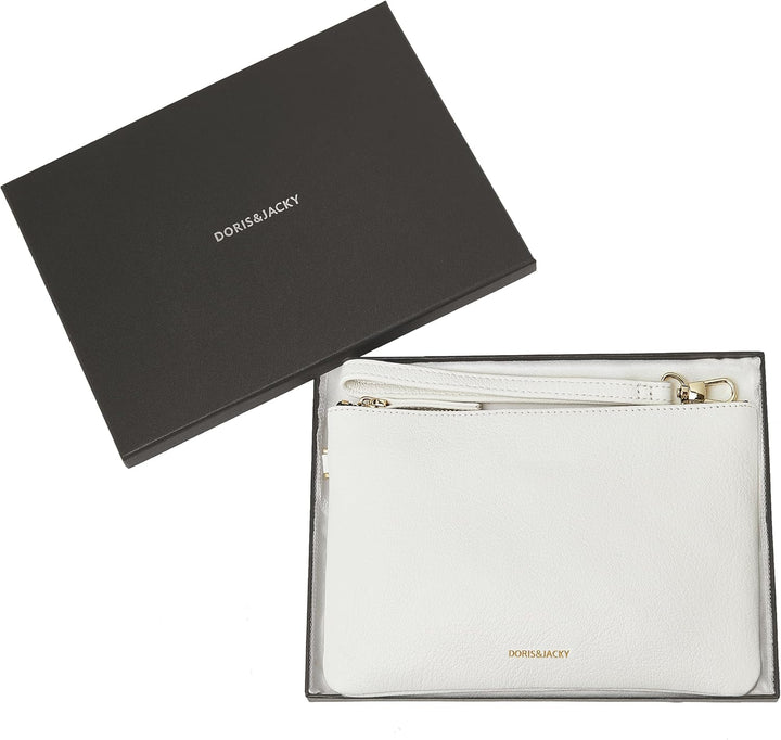 DORIS&JACKY Lammfell Leder Wristlet Clutch Geldbörse Für Frauen Grosse Weiche Designer Geldbörse Mit