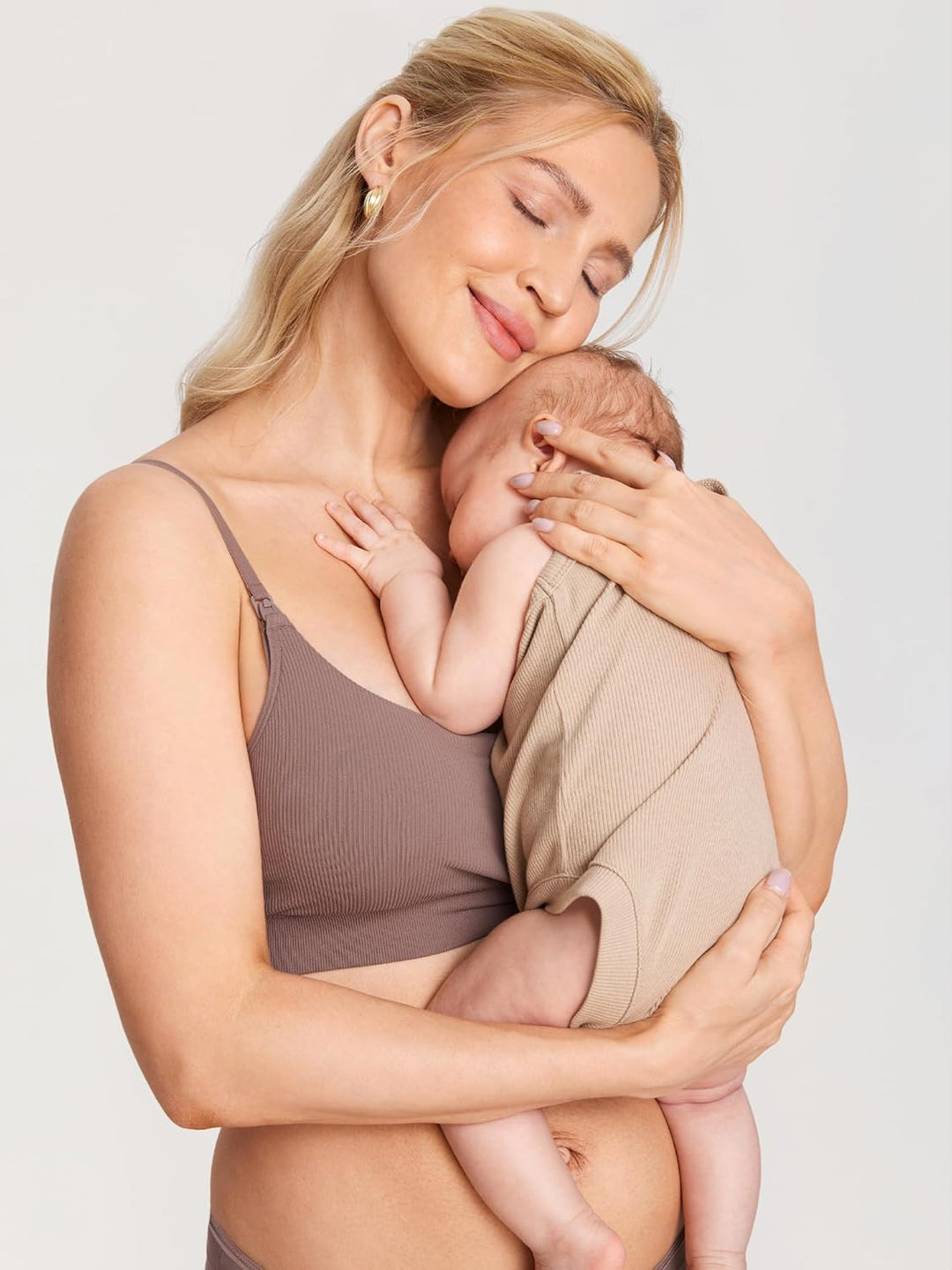MOMANDA Damen Still BH ohne Bügel Soft Gepolstert Gerippt Schwangerschafts BHS Schlaf Bequemer, S Br
