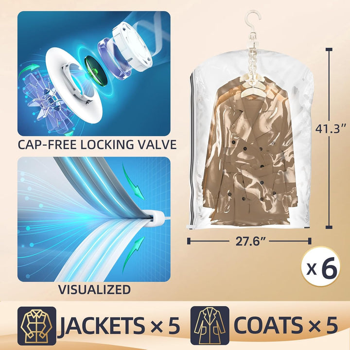 TAILI Vakuumbeutel für Kleidung Hängend, Vacuum Bags for Clothing Vakuumierbeutel Kleidung Mit Kleid