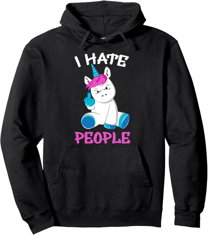 I HATE PEOPLE Einhorn Unicorn Fun Lustig Pullover Hoodie
