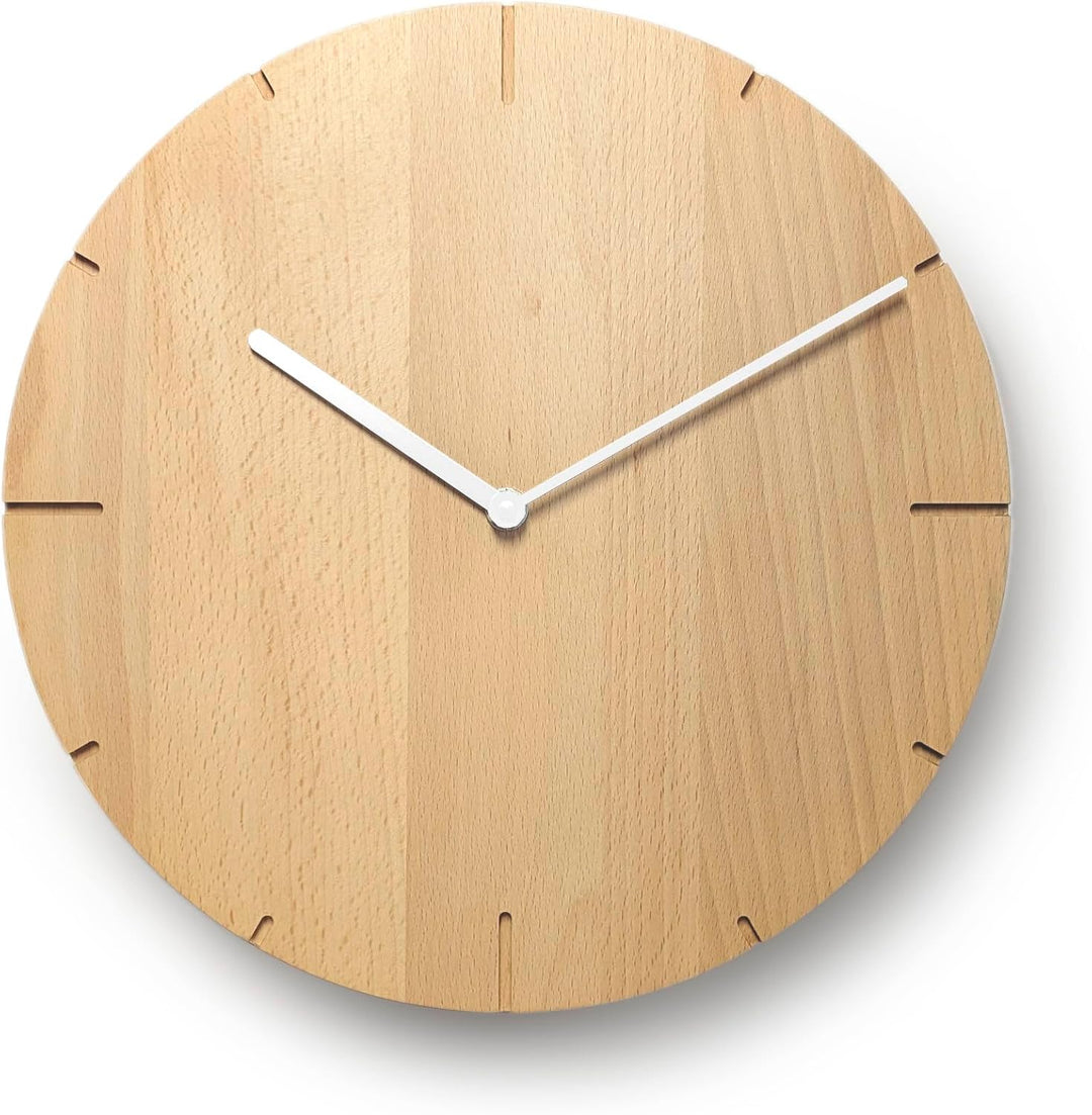 Natuhr Wanduhr Buche geölt Holz Solide Massivholz, geräuscharmes U.T.S. Uhrwerk, puristisch, modern,
