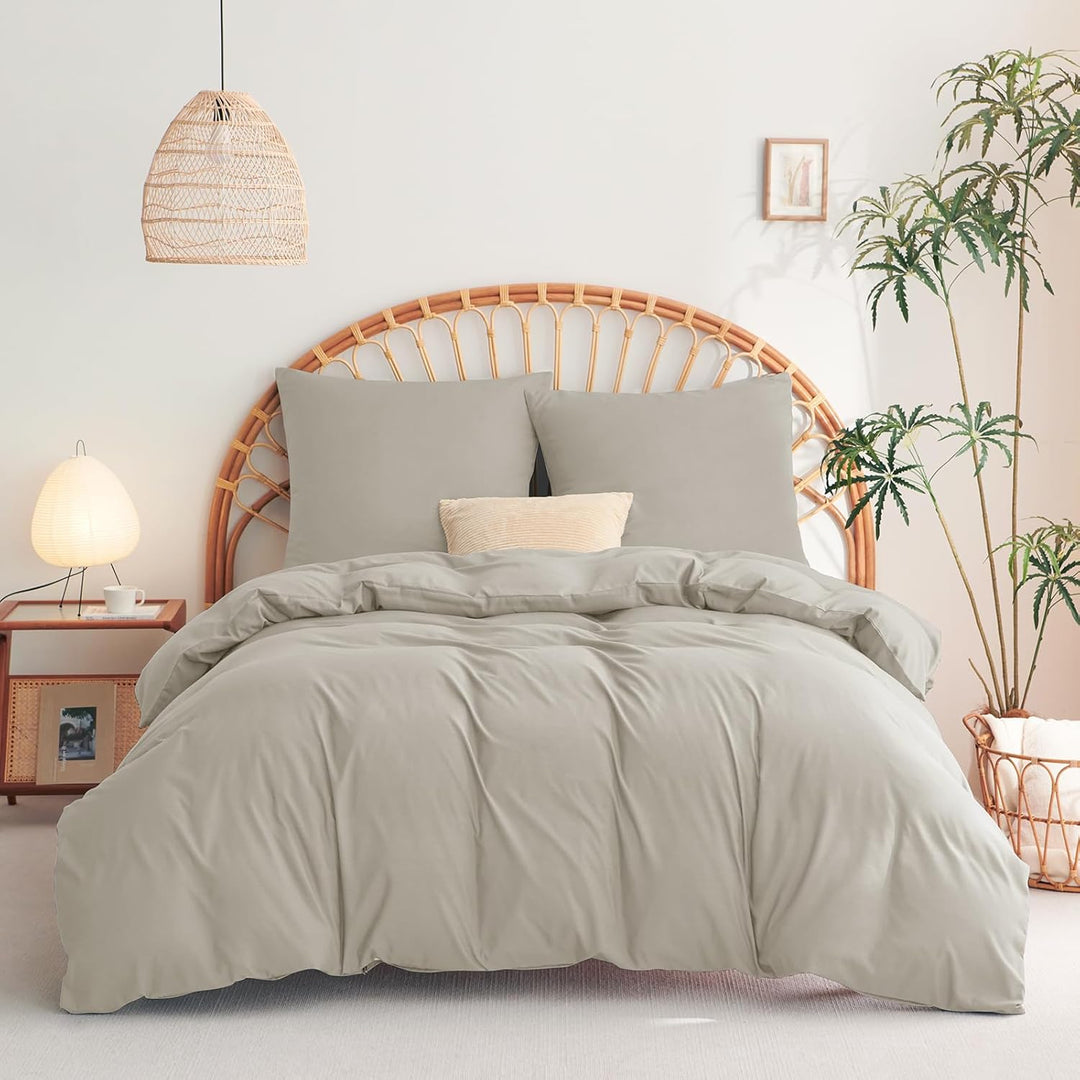 WAVVE Bettwäsche 200x200 3 teilig Beige - Bettbezug 200 x 200 Set mit Kissenbezüge 80x80 cm, Bettwäs