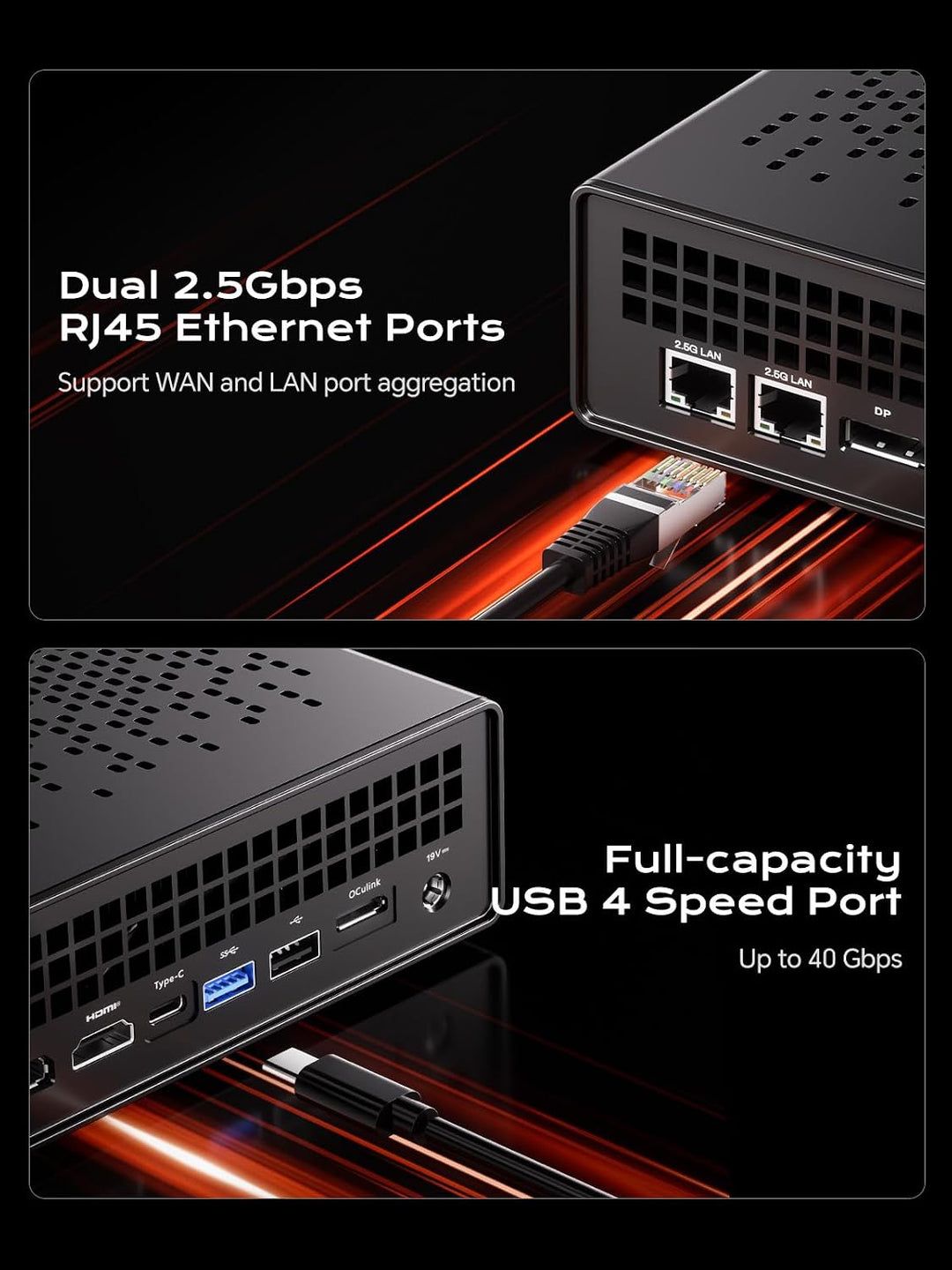 MINIS FORUM Mini Workstation MS-A1 Mini Barebone PC, DDR5/4xM.2 NVMe SSD, Dual 2.5G RJ45 Mini PC, HD