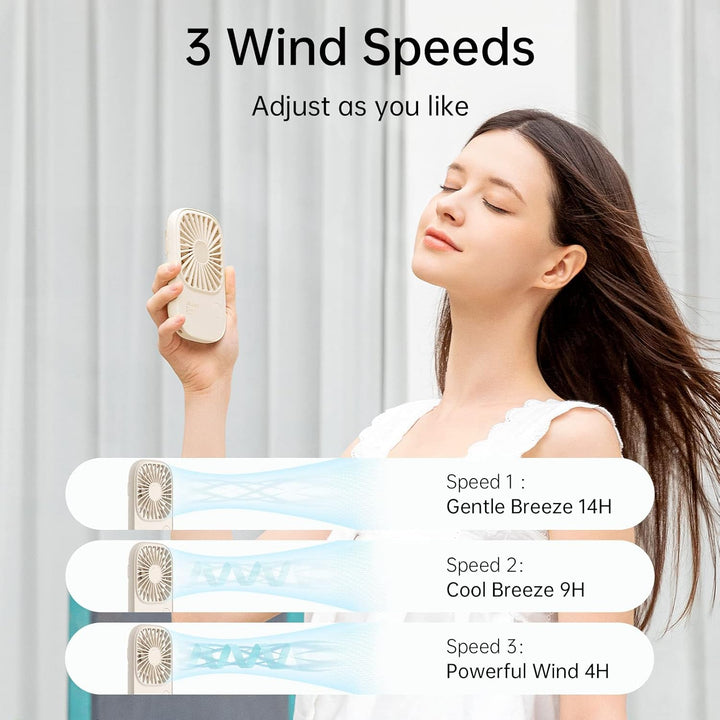 JISULIFE Handventilator, Mini Ventilator, Kleiner Tragbarer mit Halterung, Wiederaufladbarer USB Wim