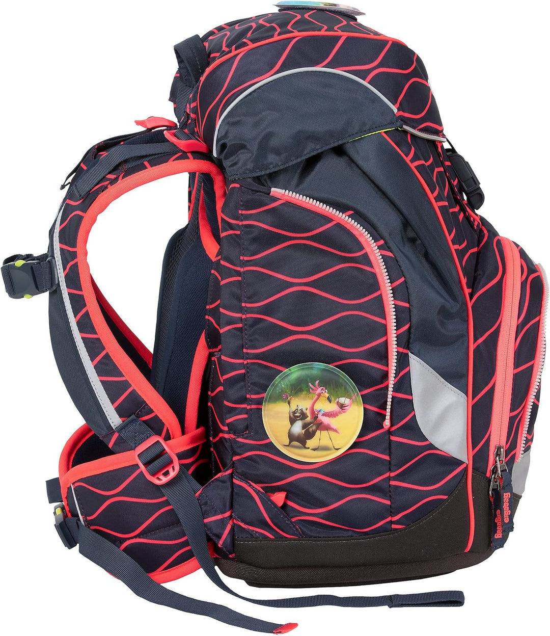 ergobag pack Set ergonomischer Schulrucksack, Set 6-teilig 20 Largo Wellenreitbär - Blau