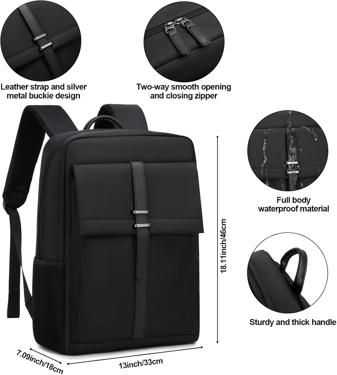 Dobaly Laptop Rucksack Wasserdicht für Damen & Herren - Laptopfach Daypack für Arbeit Business Radfa