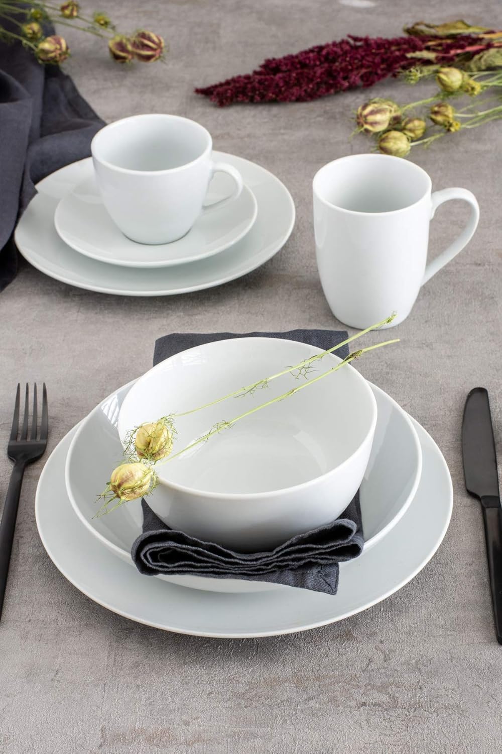 MÄSER 993650 Barca Frühstücks-Geschirr für 6 Personen, 18-tlg. Set, Porzellan, Weiss Frühstück-Set 1